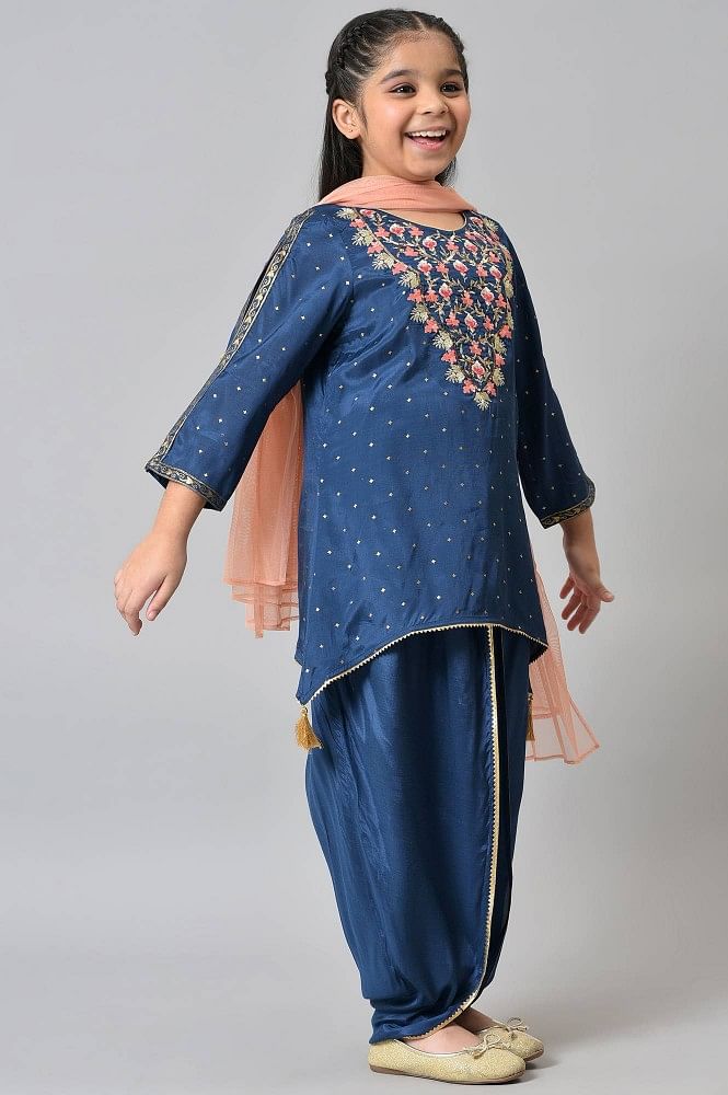 Buy Pink Cambric Cotton Printed Paisley Short Kurta And Dhoti Pant Set For  Girls by Pankhuri by Priyanka Online at Aza Fashions.